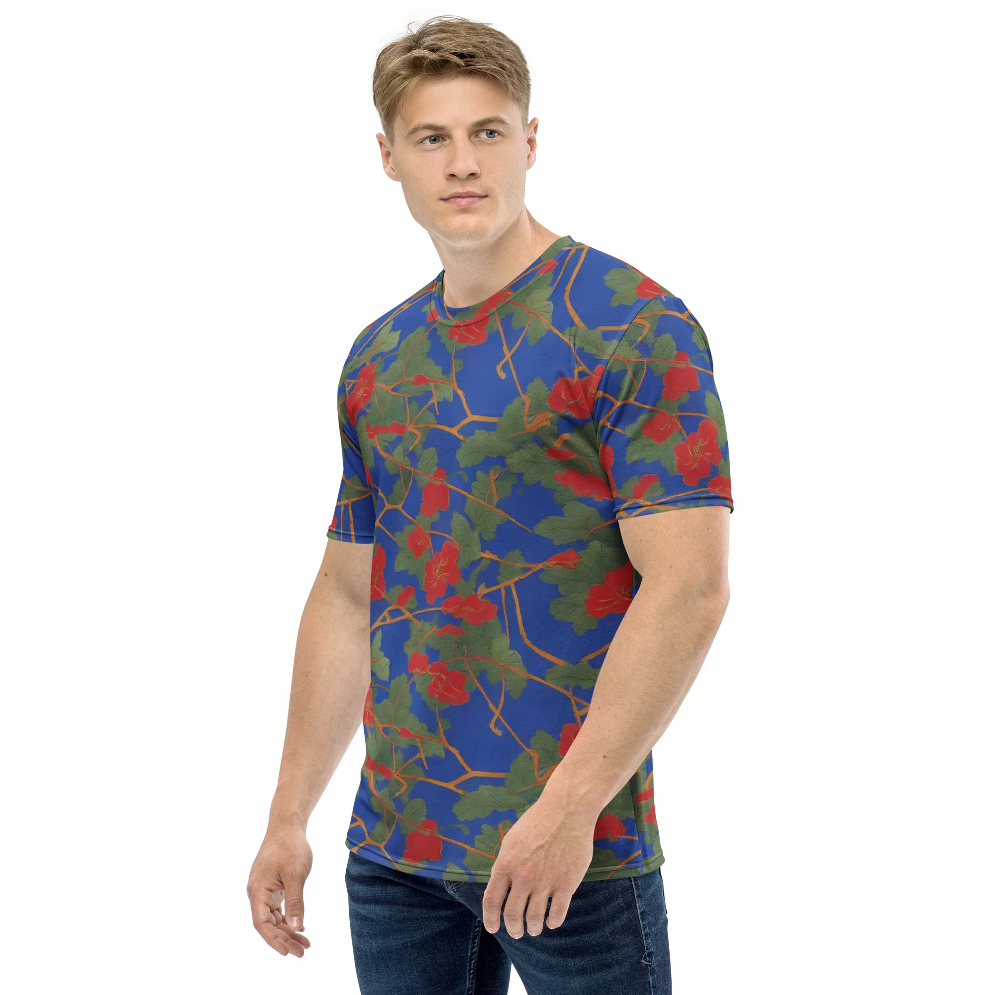 Scarlet Vine on Men's Crew Neck T-Shirt — Left sleeve