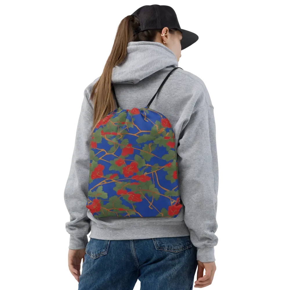 Scarlet Vine on Drawstring Bag — Front