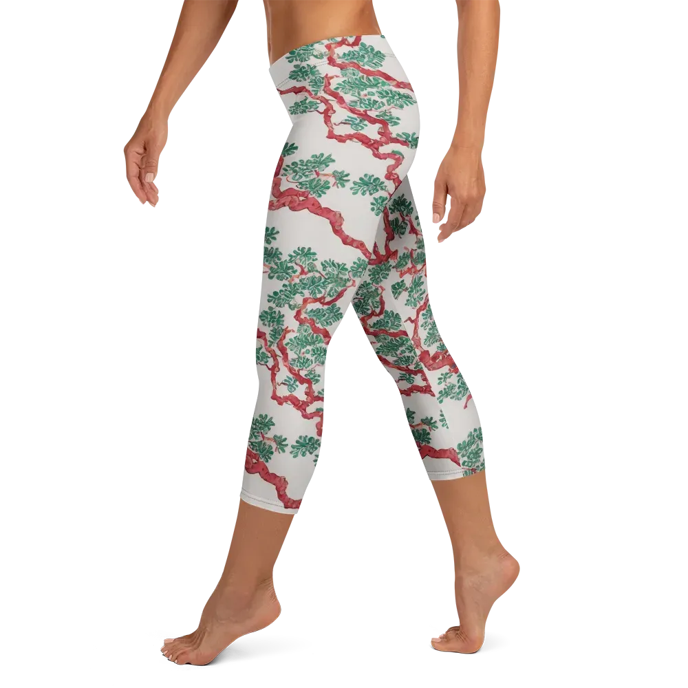 Coral Canopy on Capri Leggings — Left