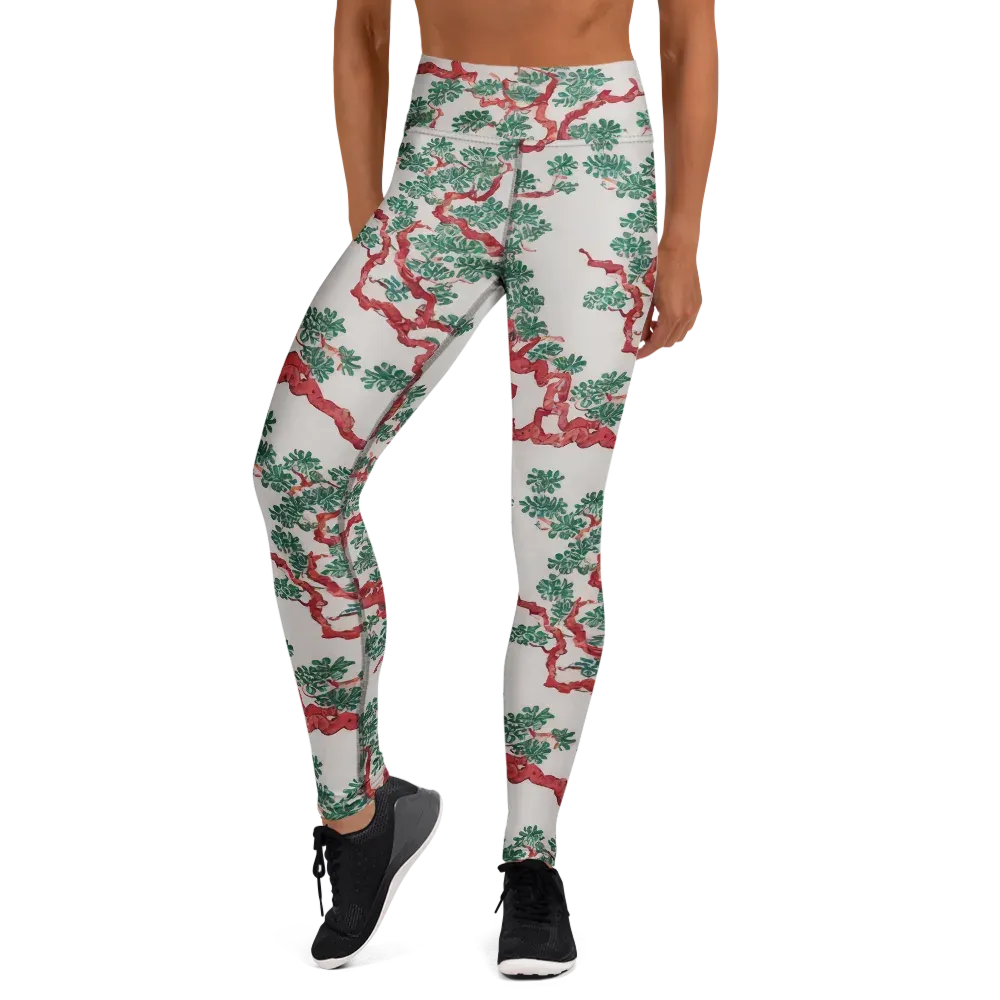 Coral Canopy on Yoga Leggings — Front