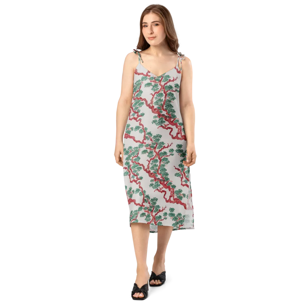 Coral Canopy on Slip Dress — Front
