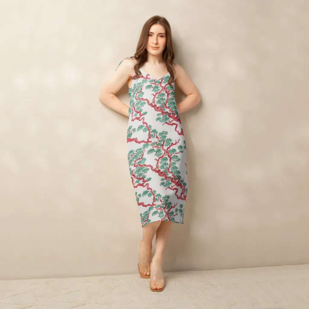 Coral Canopy on Slip Dress — Back print