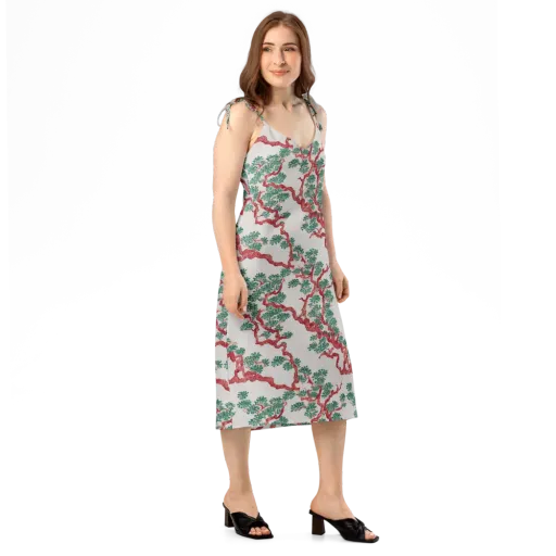 Coral Canopy on a Slip Dress