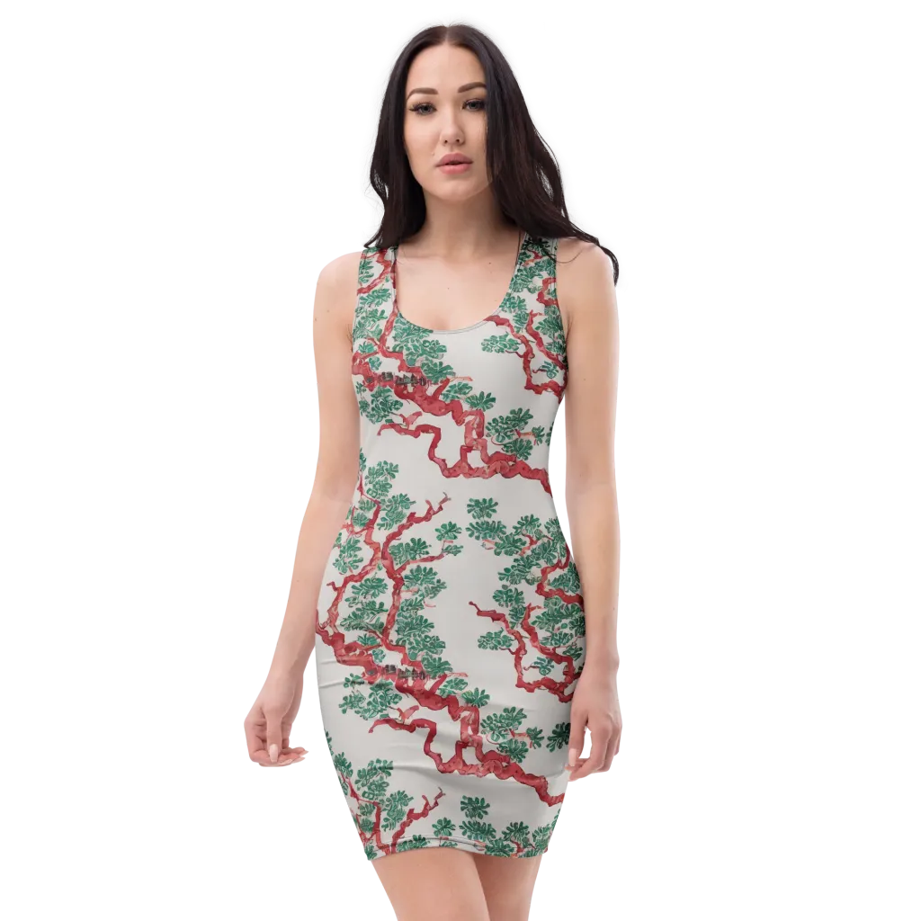 Coral Canopy on Bodycon Dress — Front