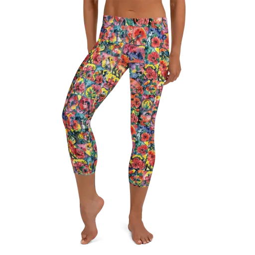 Crimson Garden Myth on a Capri Leggings