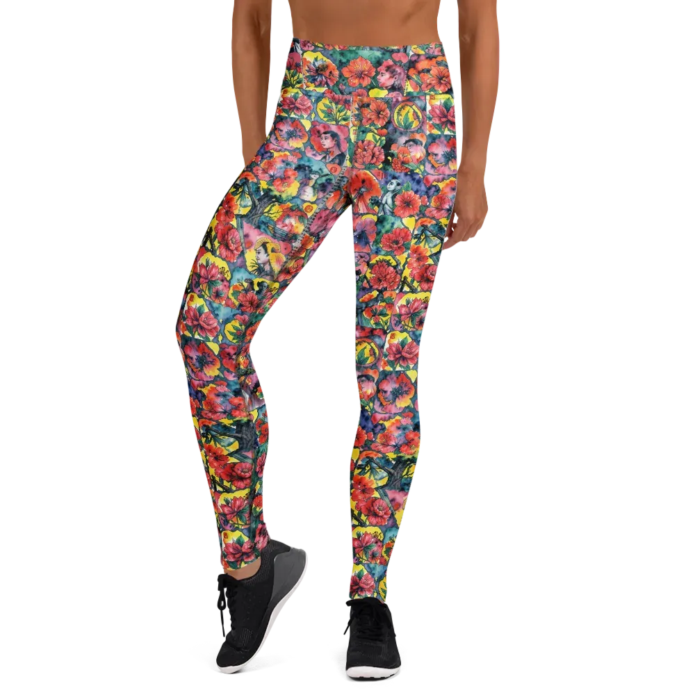 Crimson Garden Myth on Yoga Leggings — Front