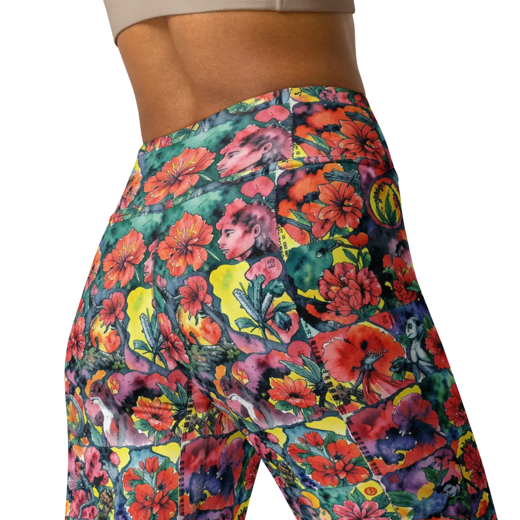 Crimson Garden Myth on Yoga Leggings — Back 2
