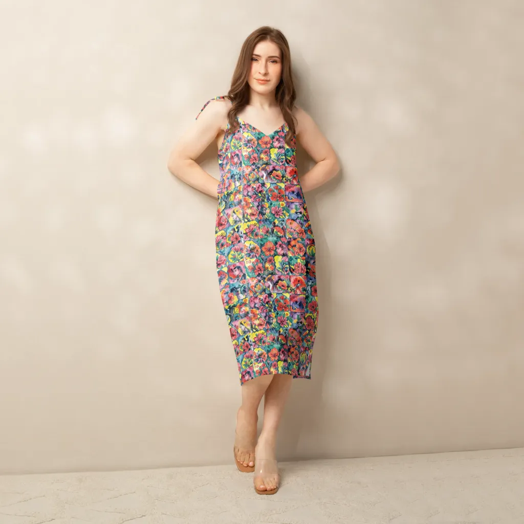 Crimson Garden Myth on Slip Dress — Back print