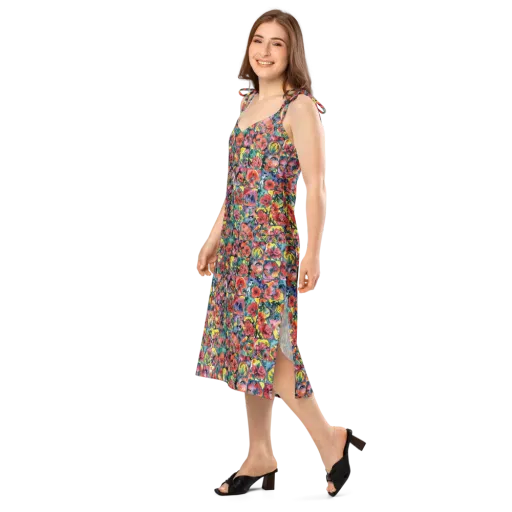 Crimson Garden Myth on a Slip Dress