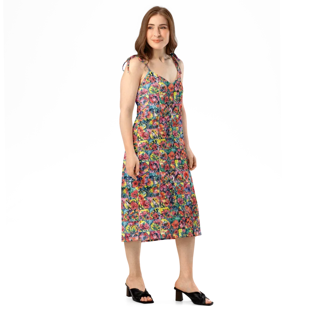 Crimson Garden Myth on Slip Dress — Right Front