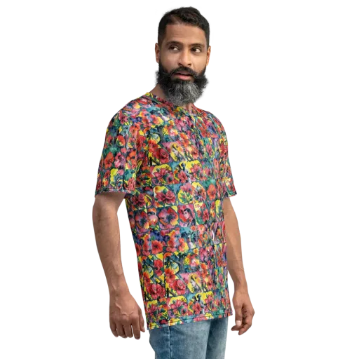 Crimson Garden Myth on a Men's Crew Neck T-Shirt