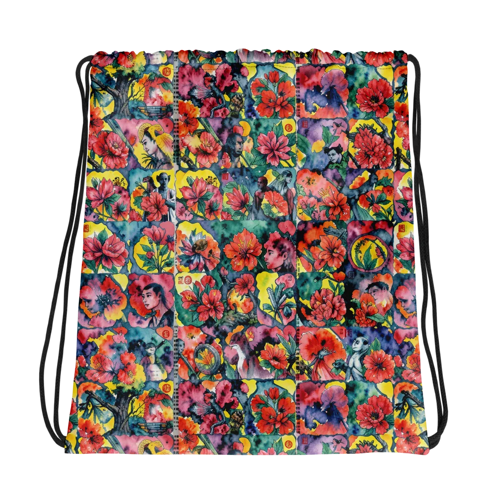 Crimson Garden Myth on Drawstring Bag — Mockup