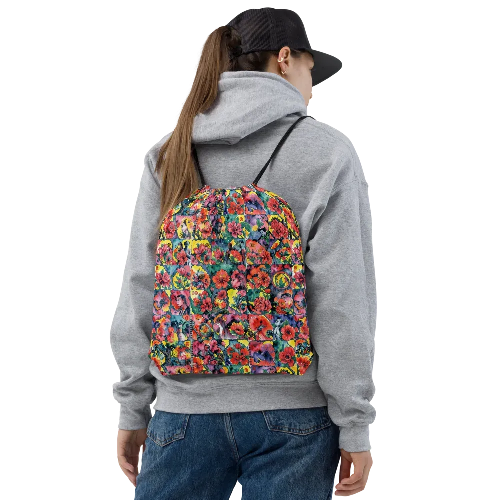 Crimson Garden Myth on Drawstring Bag — Front