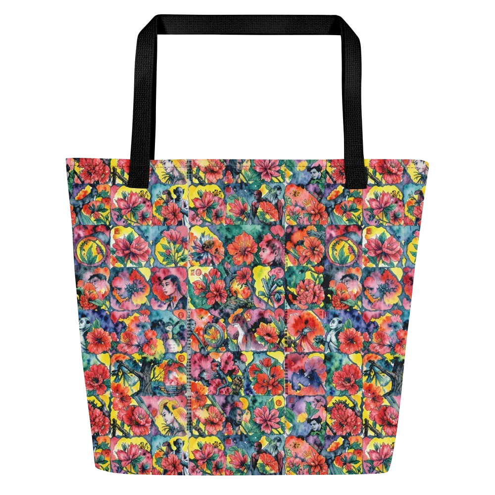 Crimson Garden Myth on Large Tote Bag W/ Pocket — Front