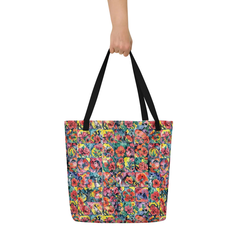 Crimson Garden Myth on Large Tote Bag W/ Pocket — Print file