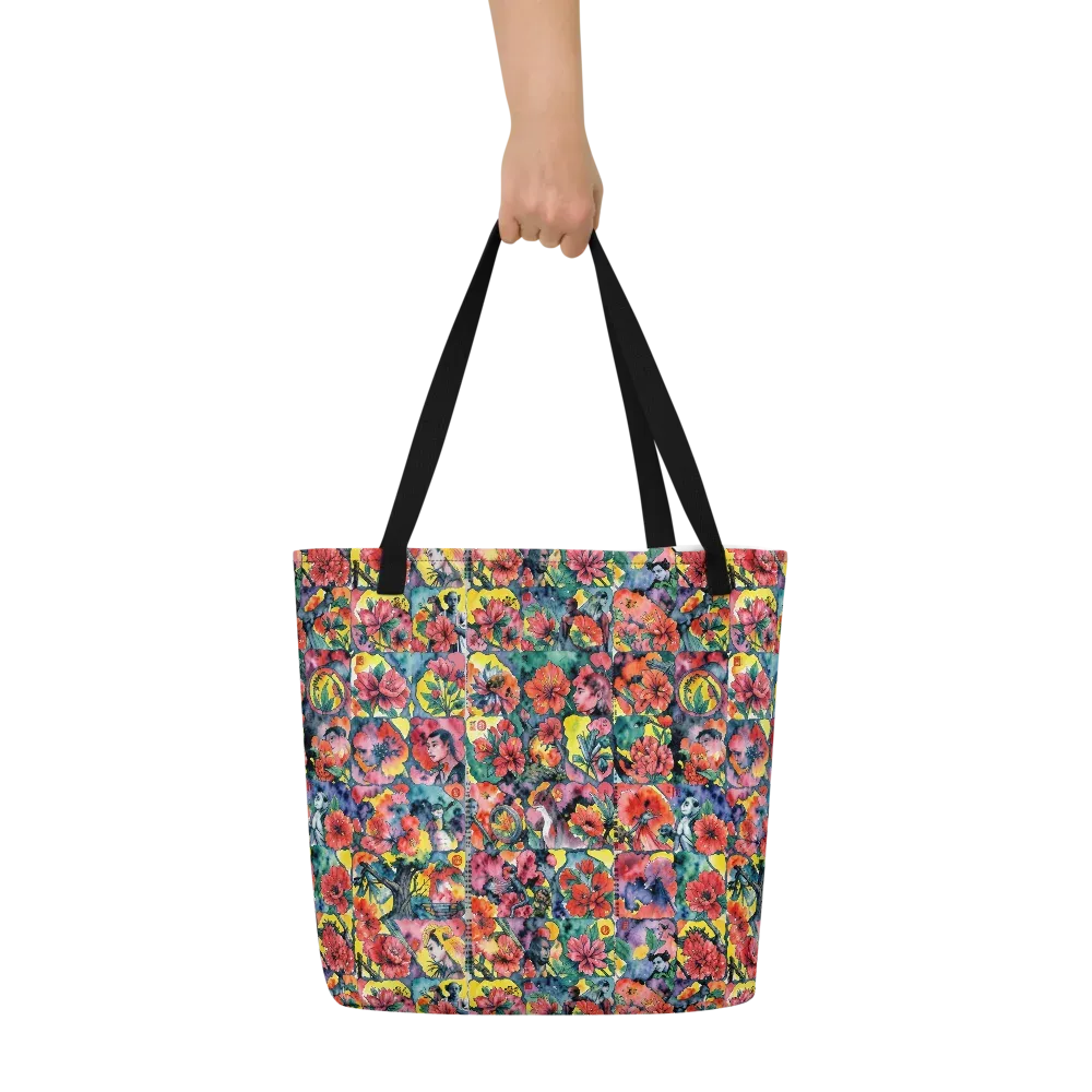 Crimson Garden Myth on Large Tote Bag W/ Pocket — Print file