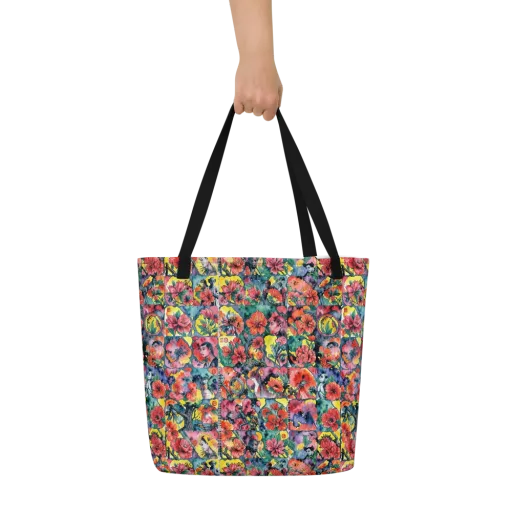 Crimson Garden Myth on a Large Tote Bag W/ Pocket