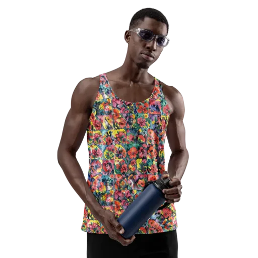 Crimson Garden Myth on a Men's Tank Top