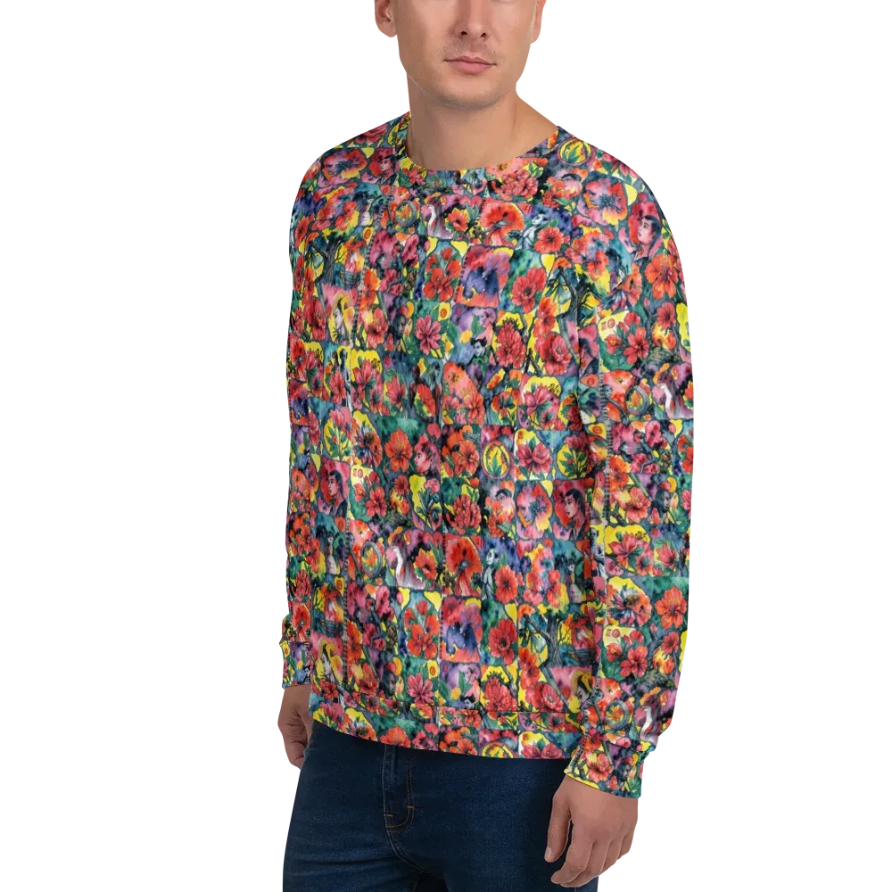 Crimson Garden Myth on Sweatshirt — Left Front