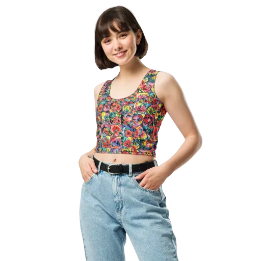 Crimson Garden Myth on a Crop Top