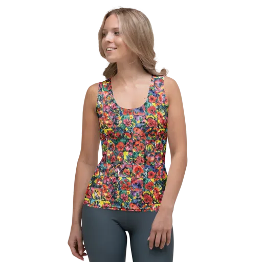 Crimson Garden Myth on a Women's Tank Top