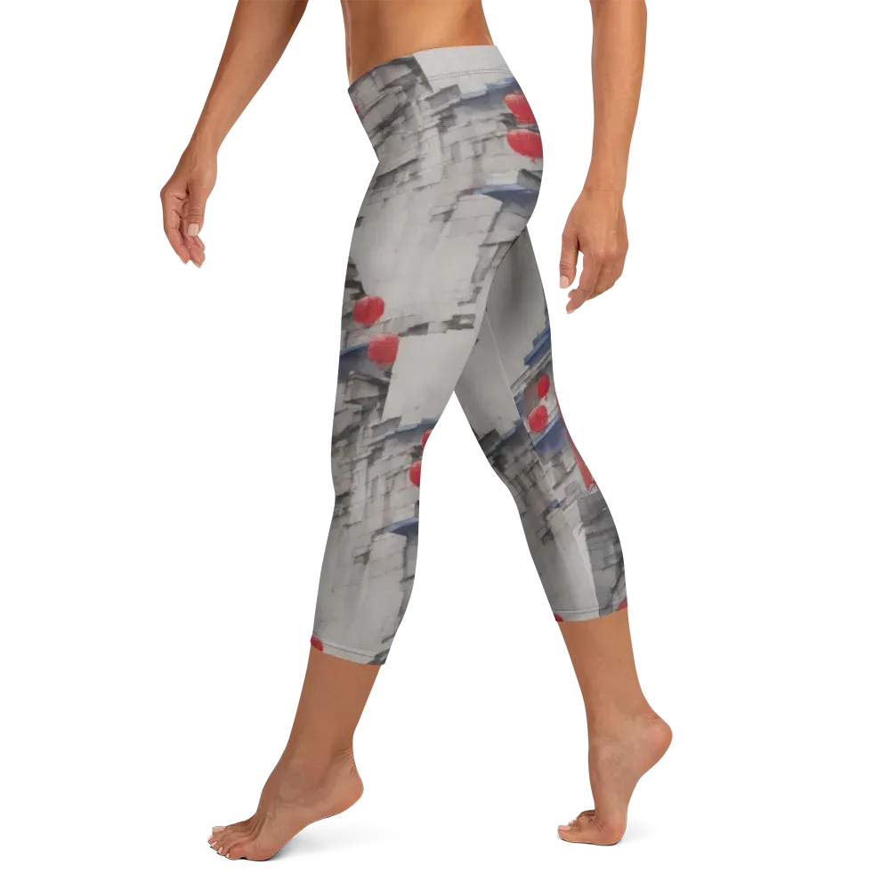 Crimson Lantern Alley on Capri Leggings — Left