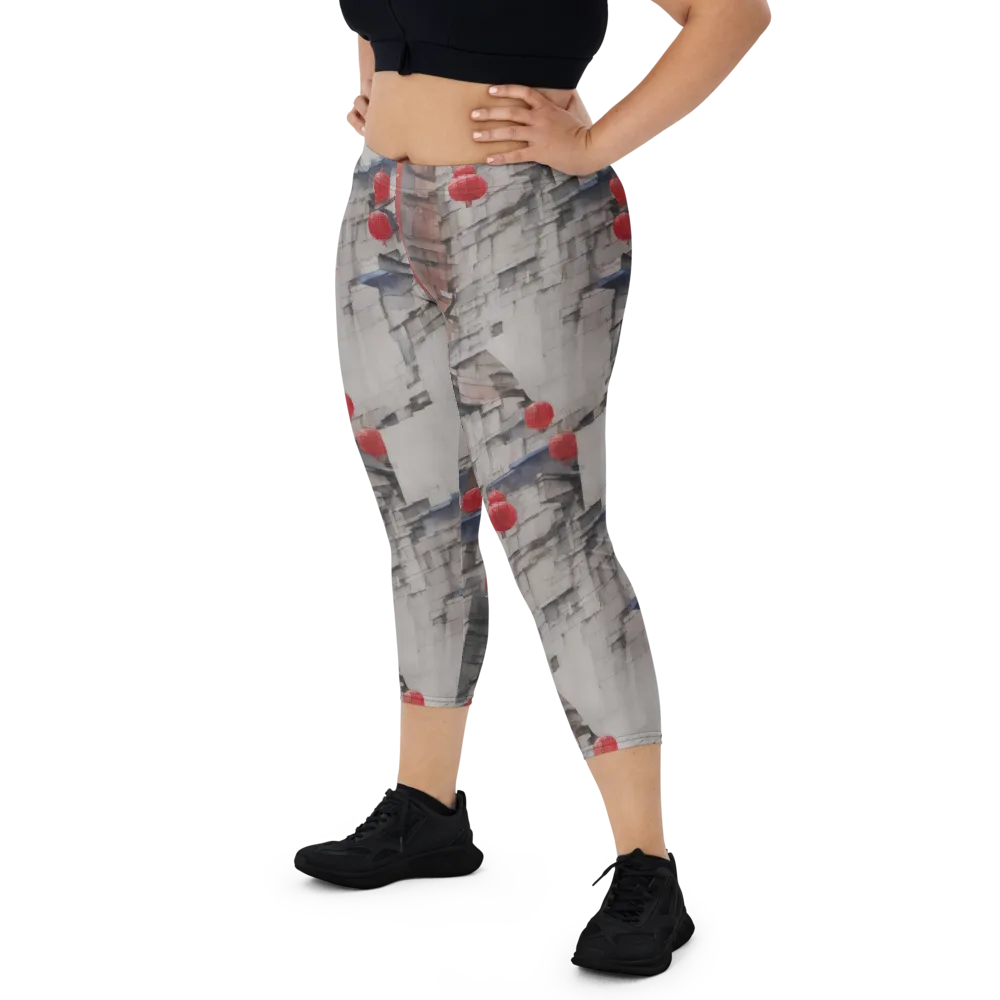 Crimson Lantern Alley on Capri Leggings — Print file