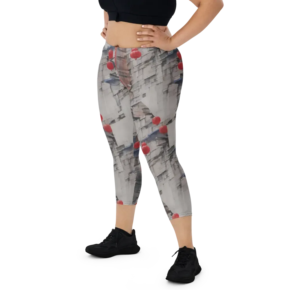 Crimson Lantern Alley on Capri Leggings — Print file