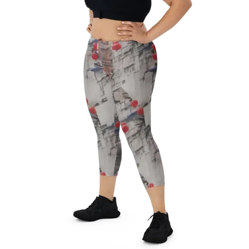 Crimson Lantern Alley on a Capri Leggings