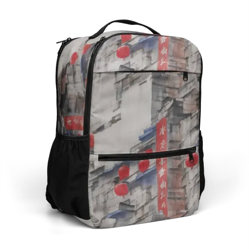 Crimson Lantern Alley on a Utility Backpack