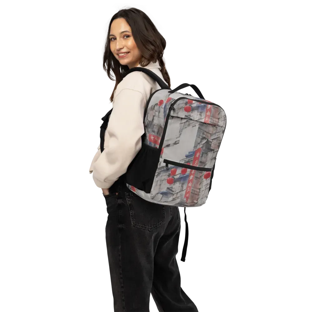 Crimson Lantern Alley on Utility Backpack — Bottom print