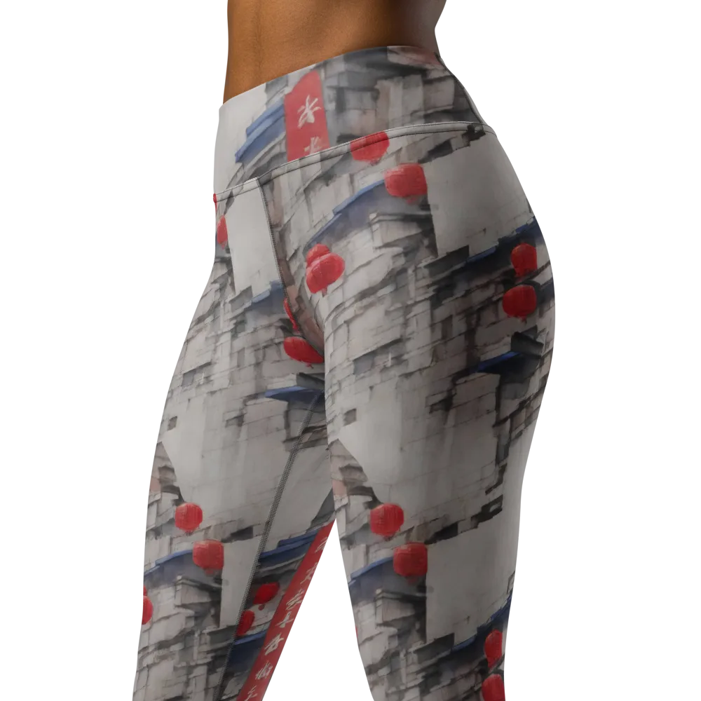 Crimson Lantern Alley on Yoga Leggings — Back waist