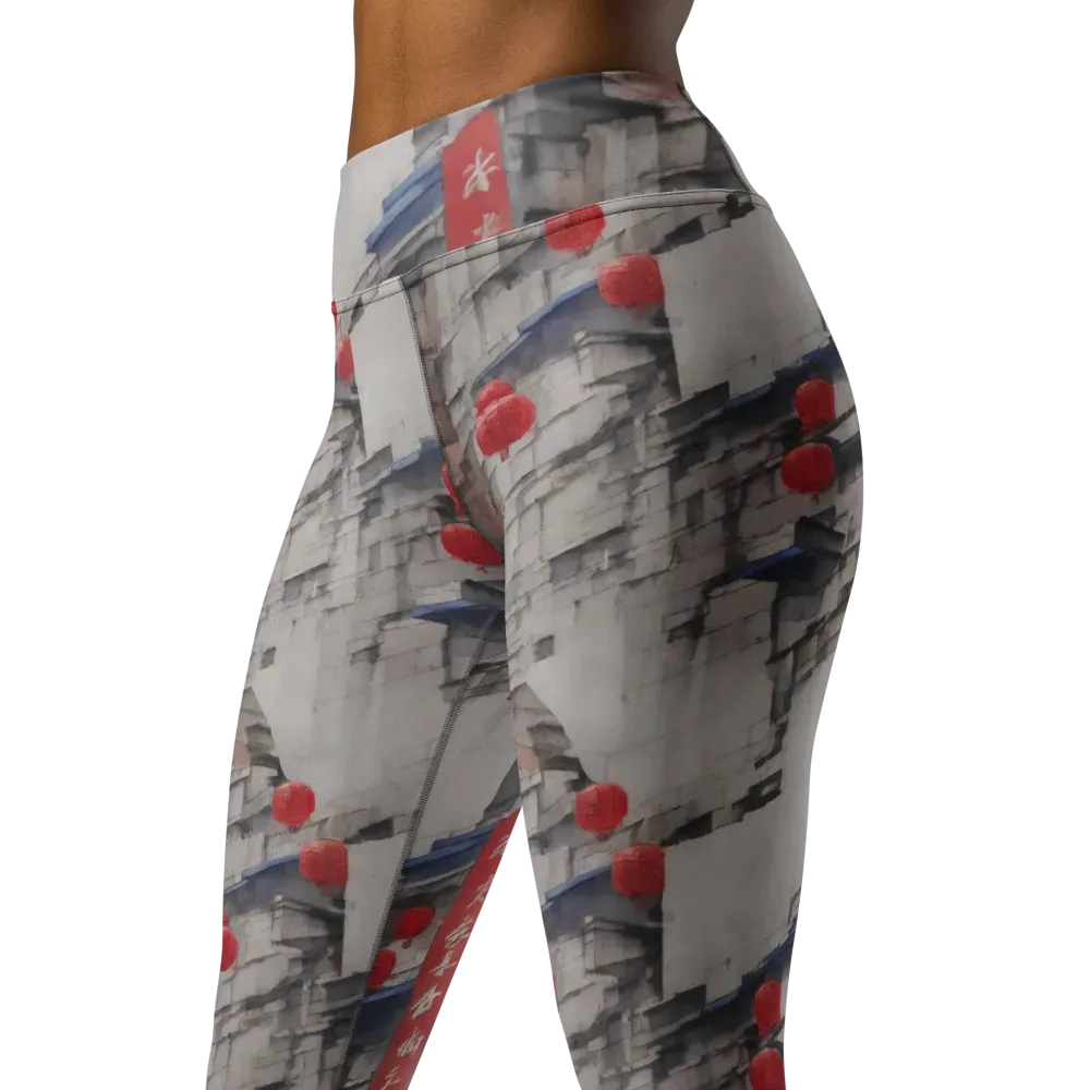 Crimson Lantern Alley on Yoga Leggings — Back waist