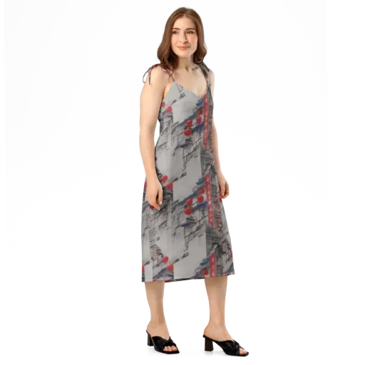 Crimson Lantern Alley on a Slip Dress