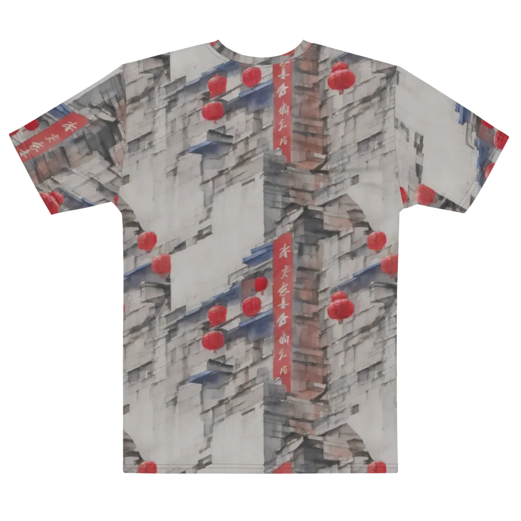 Crimson Lantern Alley on Men's Cotton Crew Neck T-Shirt — Front print