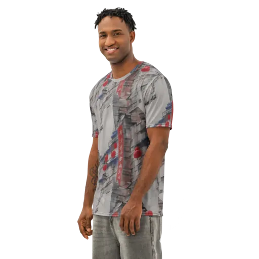 Crimson Lantern Alley on a Men's Cotton Crew Neck T-Shirt