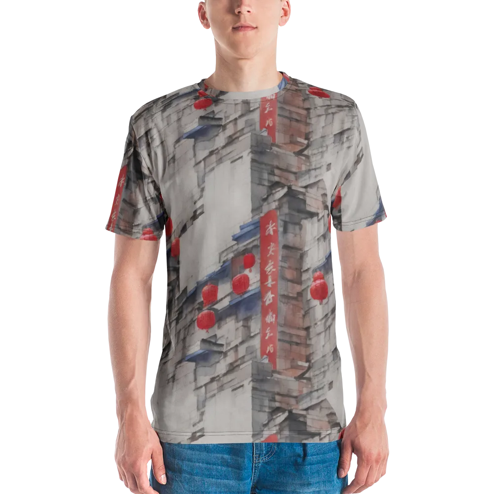 Crimson Lantern Alley on Men's Crew Neck T-Shirt — Front