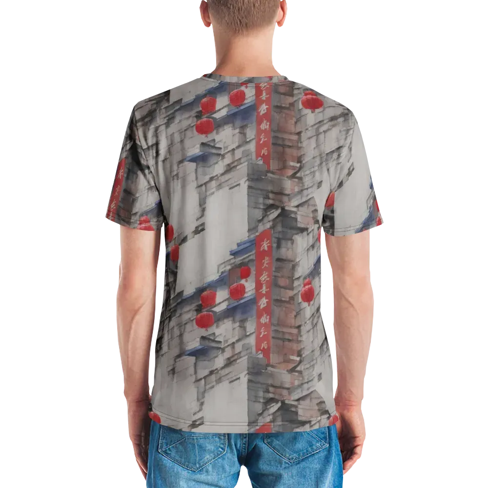 Crimson Lantern Alley on Men's Crew Neck T-Shirt — Back