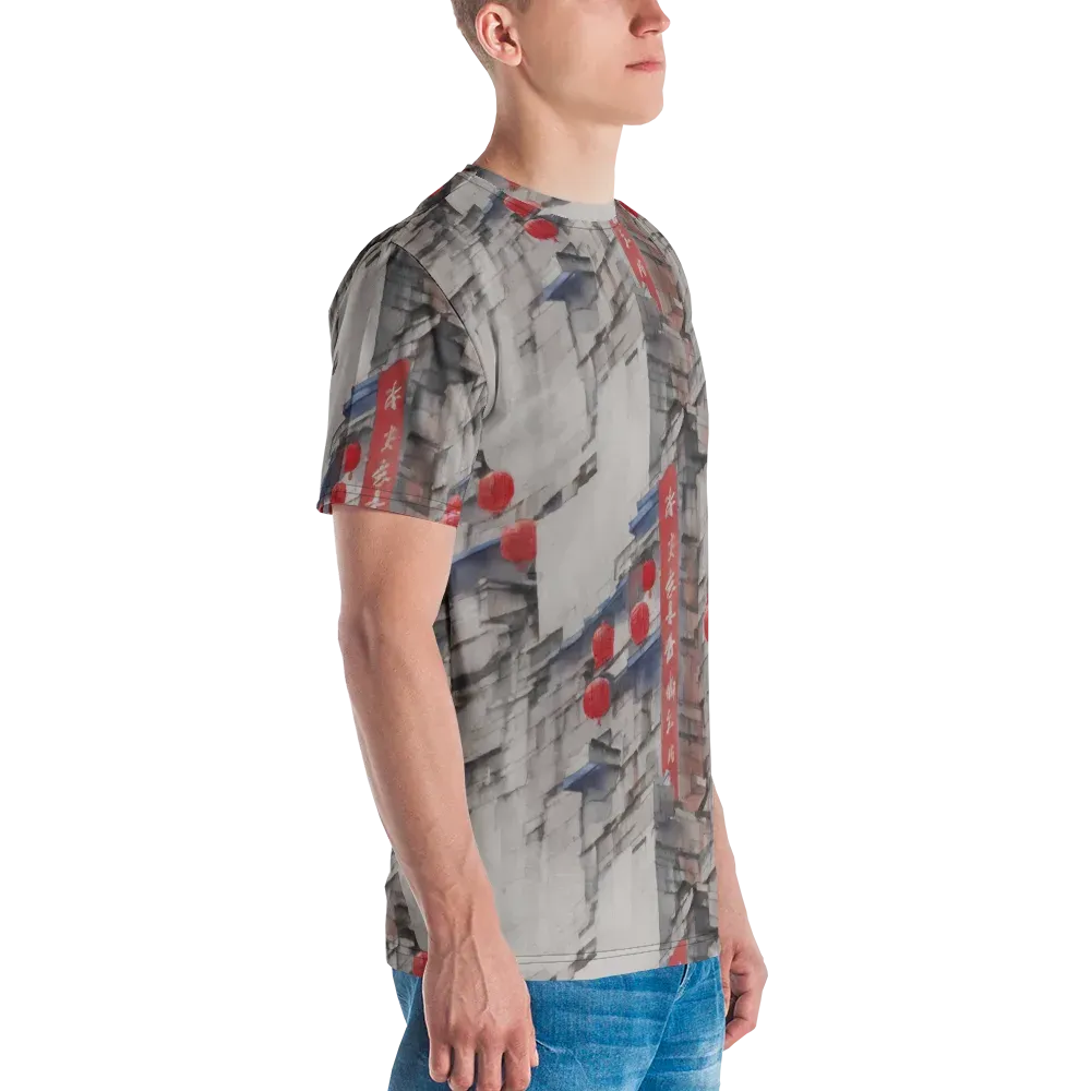 Crimson Lantern Alley on Men's Crew Neck T-Shirt — Right