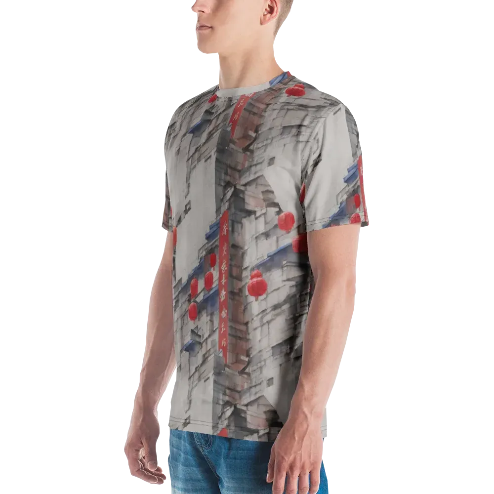 Crimson Lantern Alley on Men's Crew Neck T-Shirt — Left