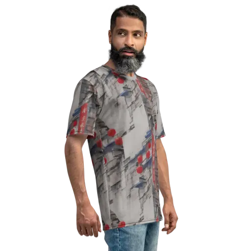 Crimson Lantern Alley on a Men's Crew Neck T-Shirt