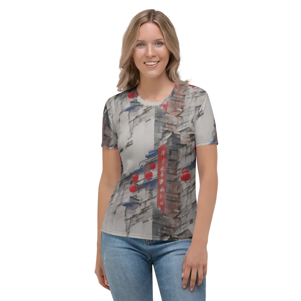 Crimson Lantern Alley on Women's Crew Neck T-Shirt — Front