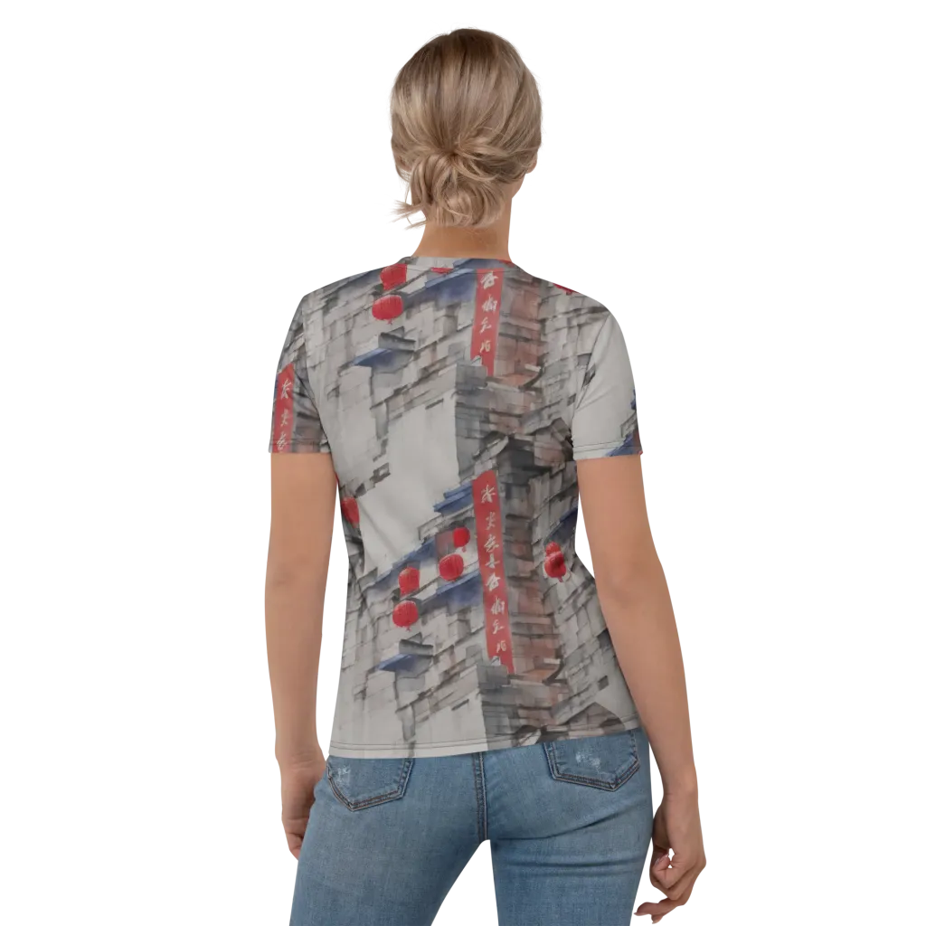 Crimson Lantern Alley on Women's Crew Neck T-Shirt — Back