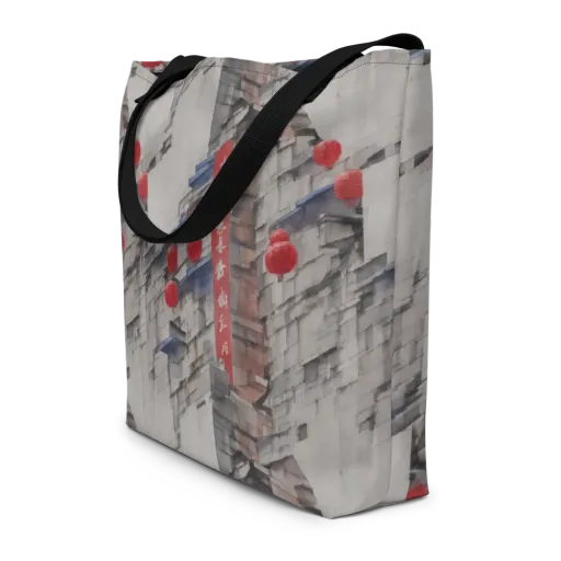 Crimson Lantern Alley on a Large Tote Bag W/ Pocket