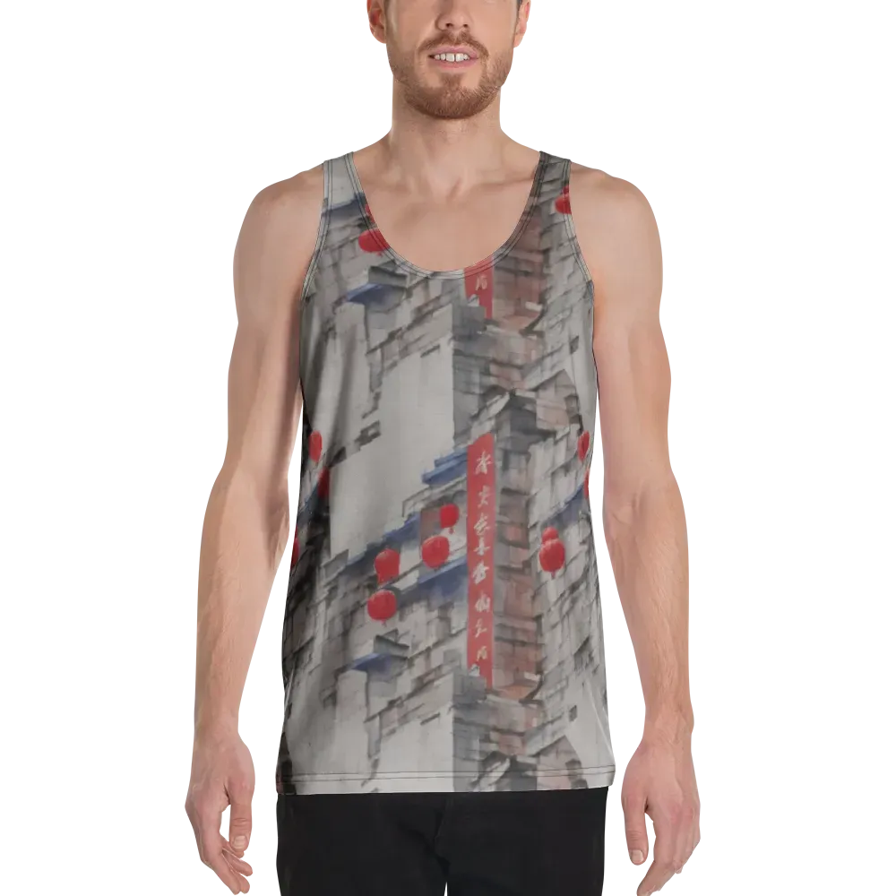 Crimson Lantern Alley on Men's Tank Top — Front