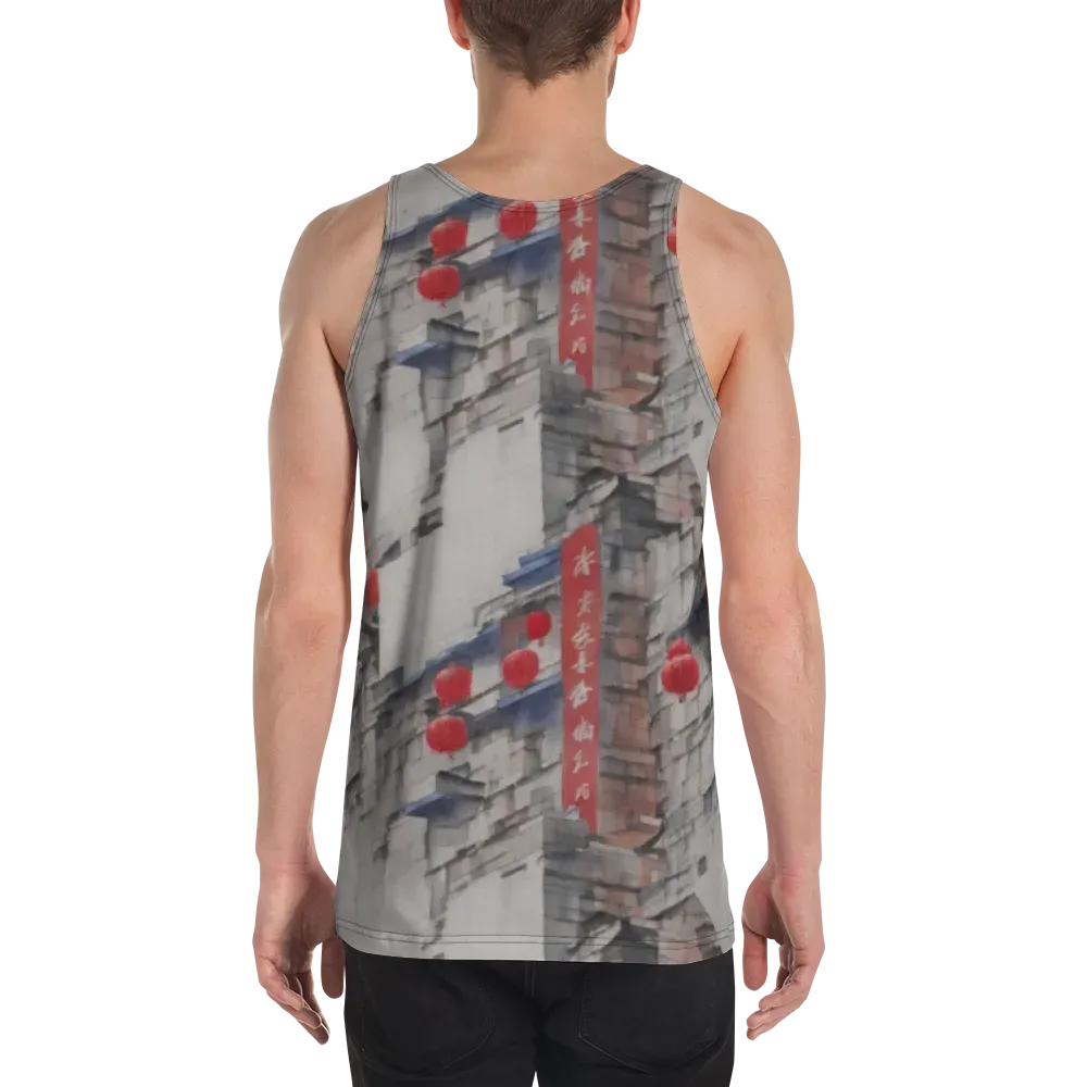 Crimson Lantern Alley on Men's Tank Top — Back