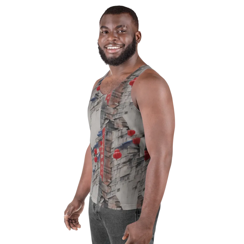 Crimson Lantern Alley on Men's Tank Top — Left Front
