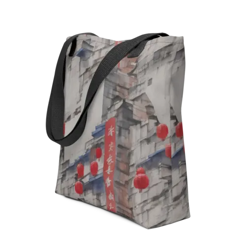 Crimson Lantern Alley on a Tote Bag