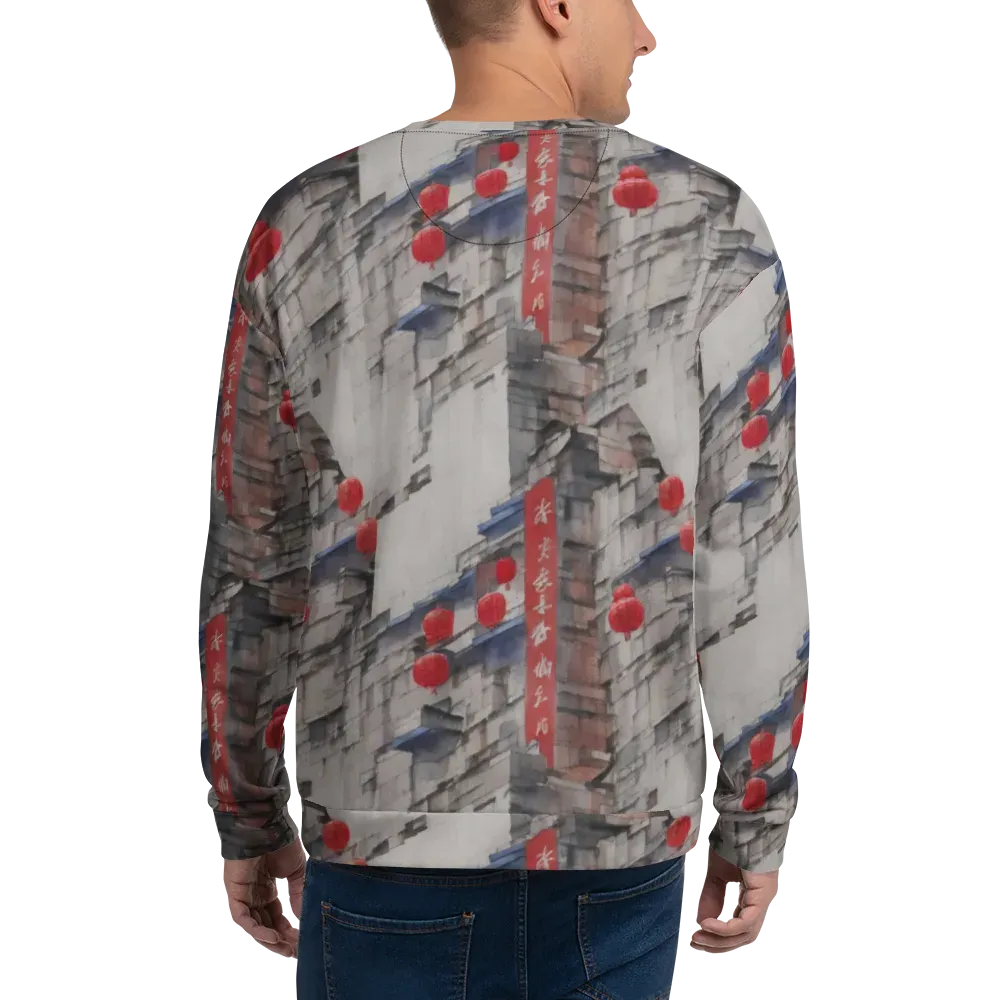 Crimson Lantern Alley on Sweatshirt — Back