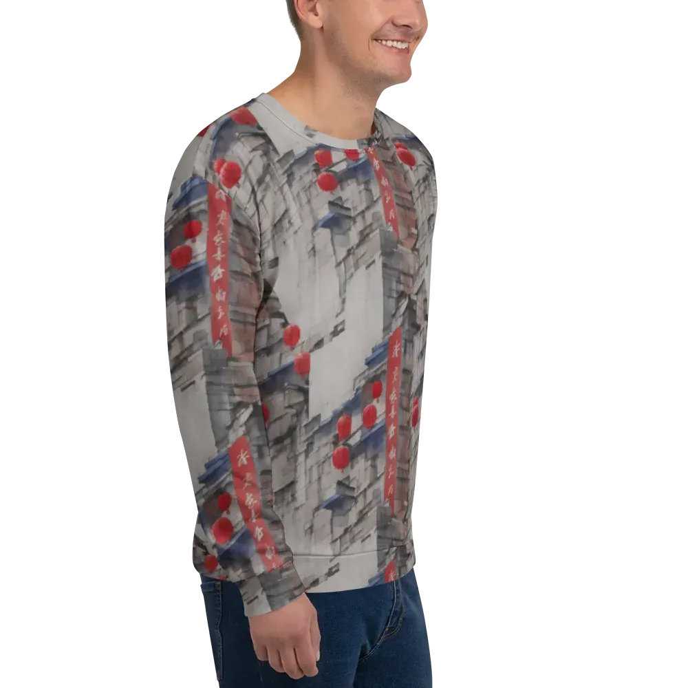 Crimson Lantern Alley on Sweatshirt — Right Front